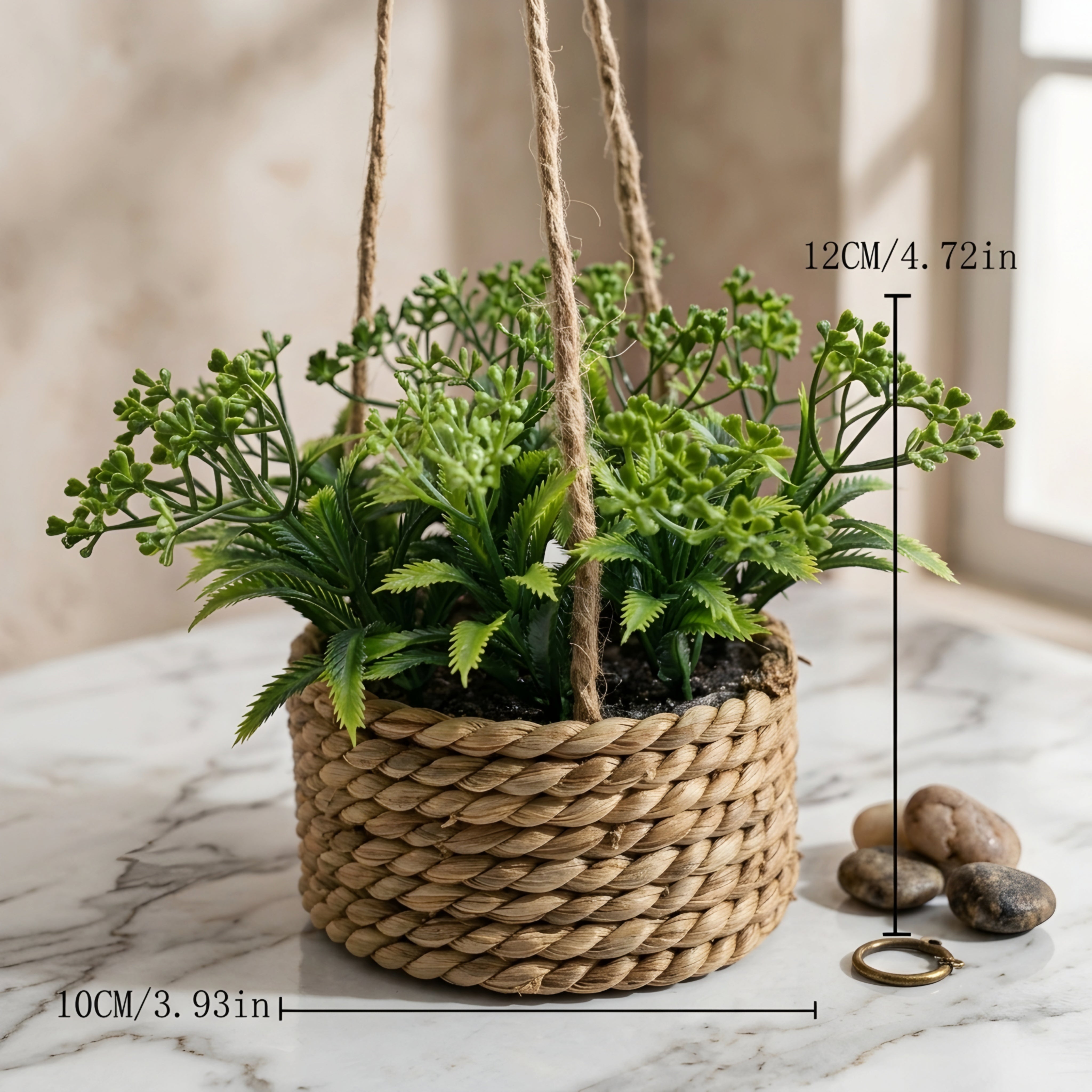 Verdora Hanging Plant Basket – Faux Eucalyptus Woven Seagrass Planter Boho Farmhouse Home Decor