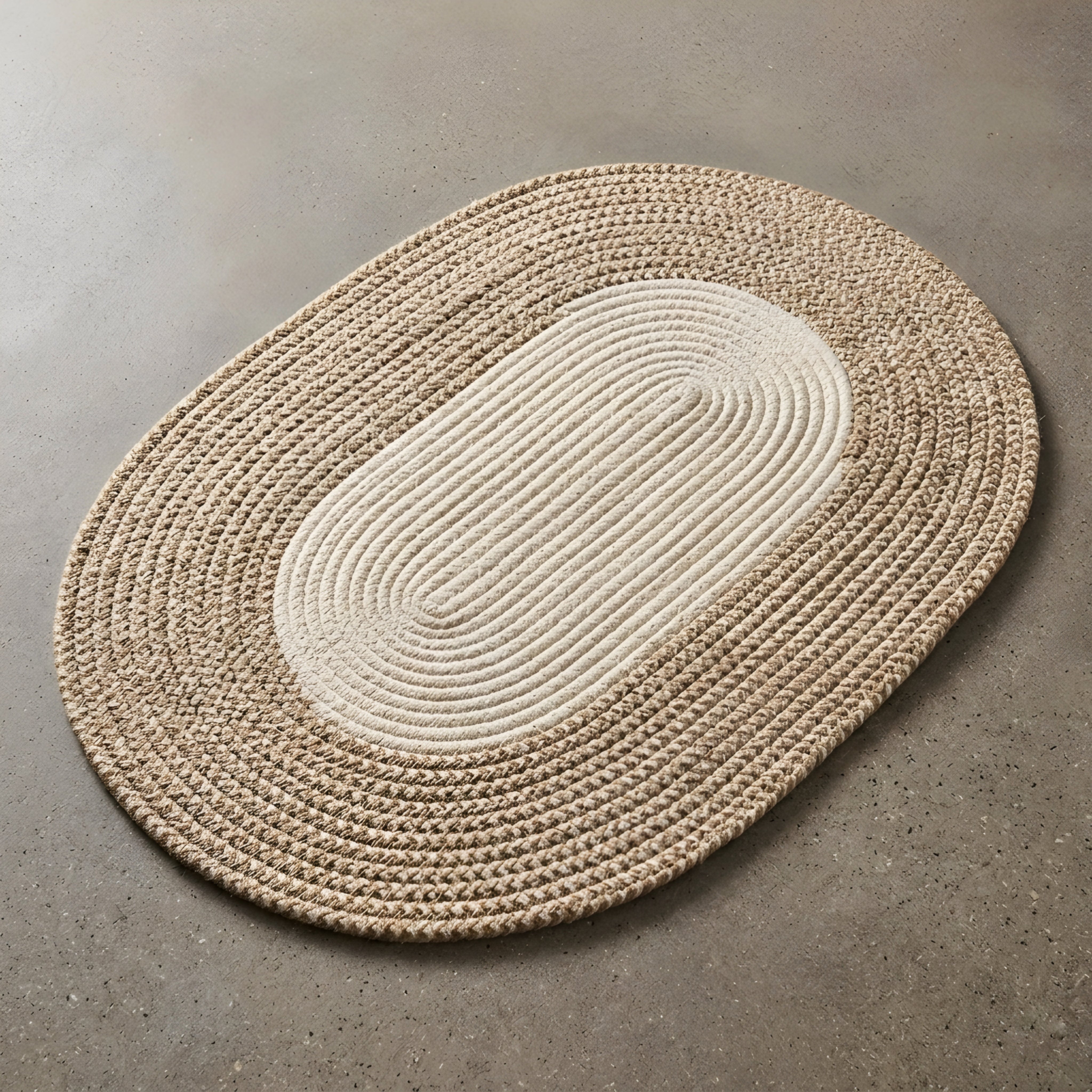 Coriso Oval Braided Rug – Natural Jute Cotton Woven Living Room Bedroom Floor Mat