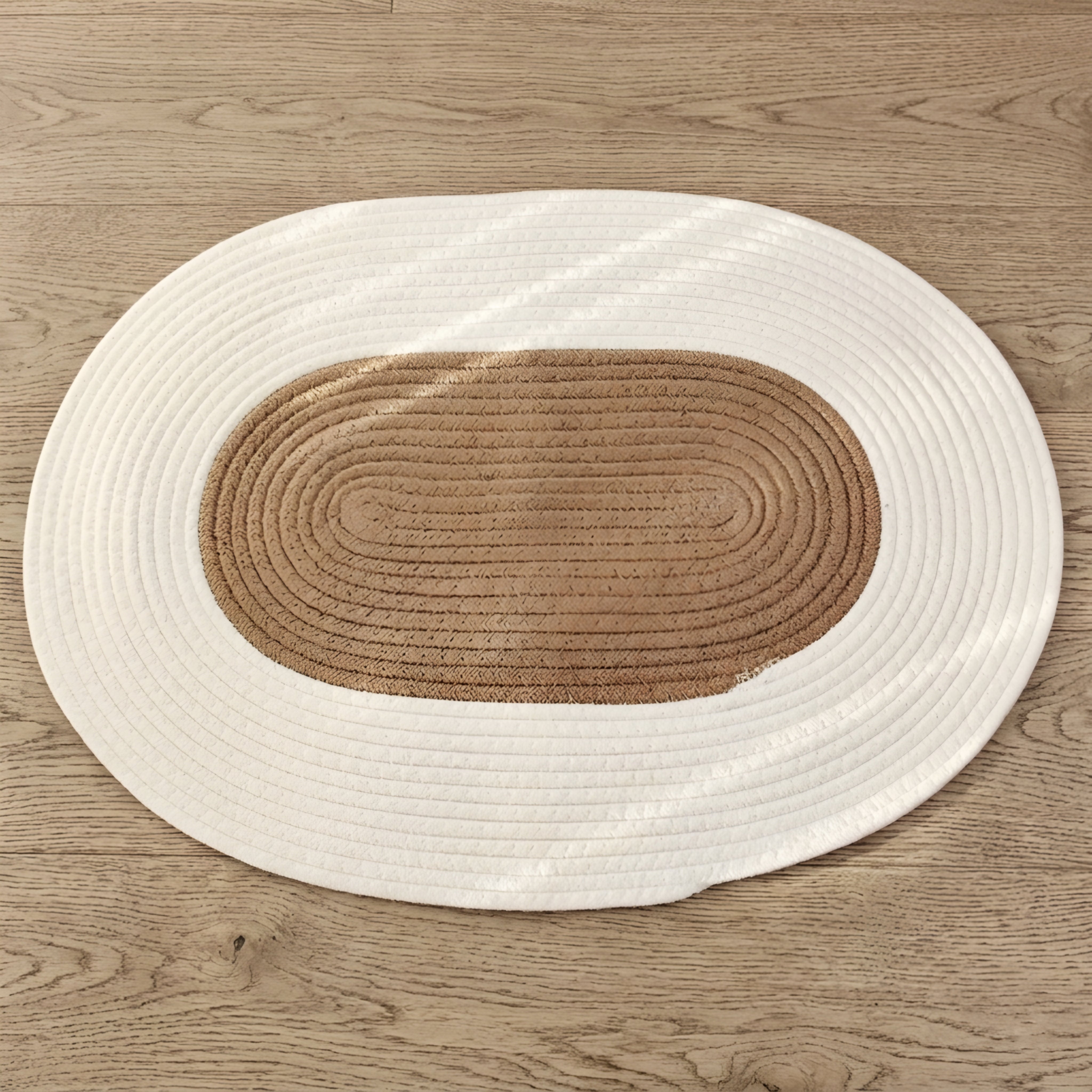 Coriso Oval Braided Rug – Natural Jute Cotton Woven Living Room Bedroom Floor Mat