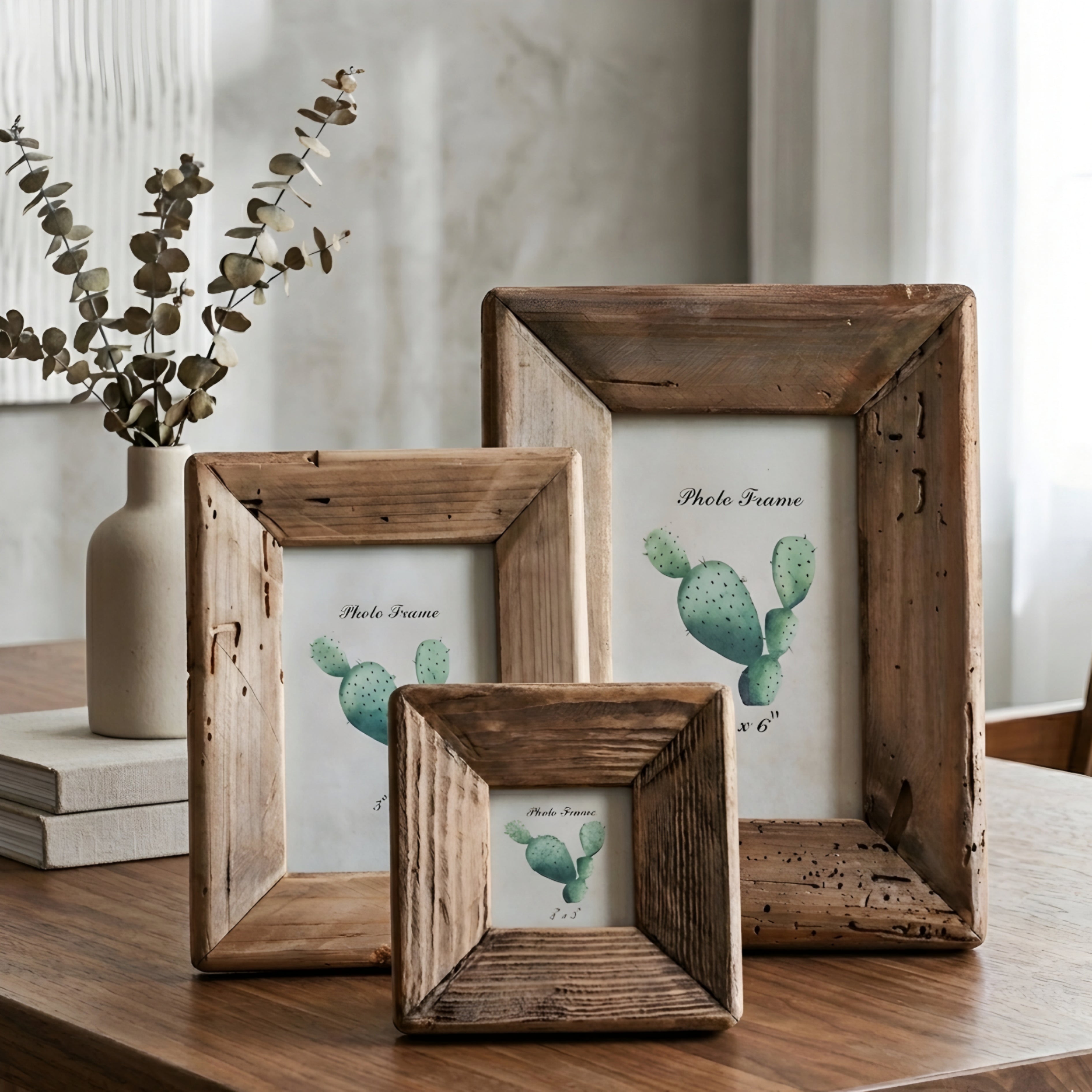 Barnwell Rustic Photo Frame – Reclaimed Wood Picture Frame 5x7 Farmhouse Tabletop Desktop Display