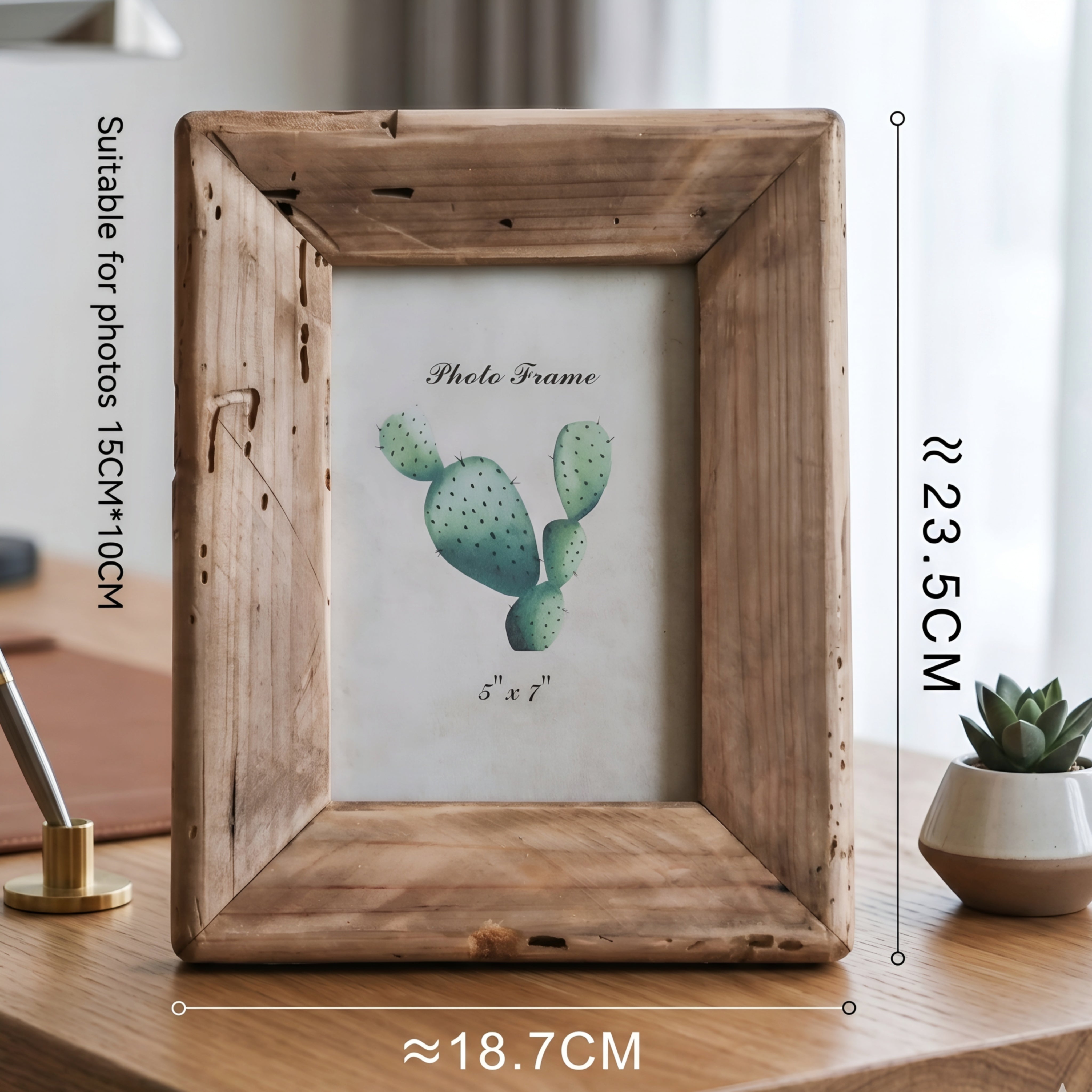 Barnwell Rustic Photo Frame – Reclaimed Wood Picture Frame 5x7 Farmhouse Tabletop Desktop Display