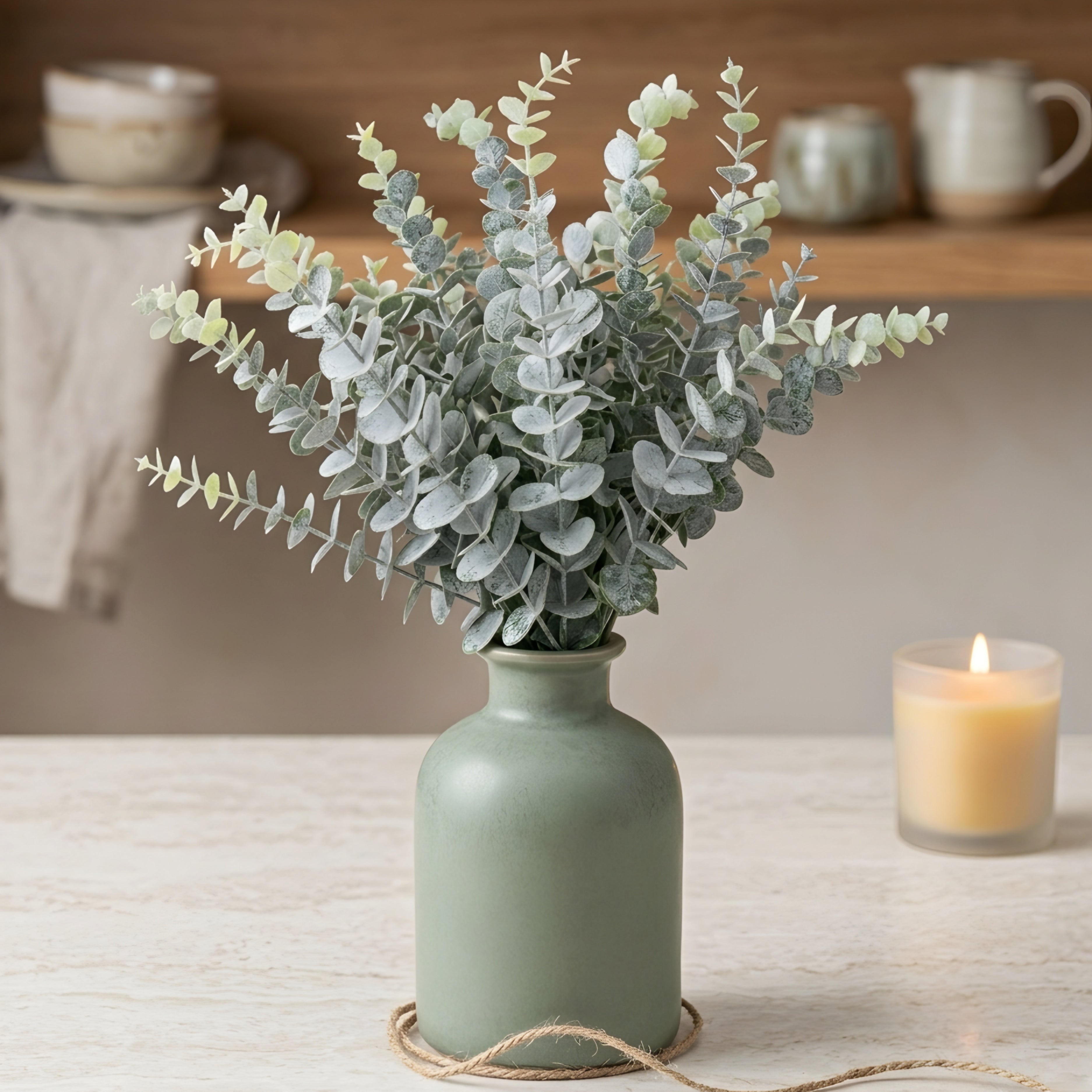 Verdan Eucalyptus Stem Bundle – Artificial Greenery Floral Arrangement Home Decor Living Room Bedroom
