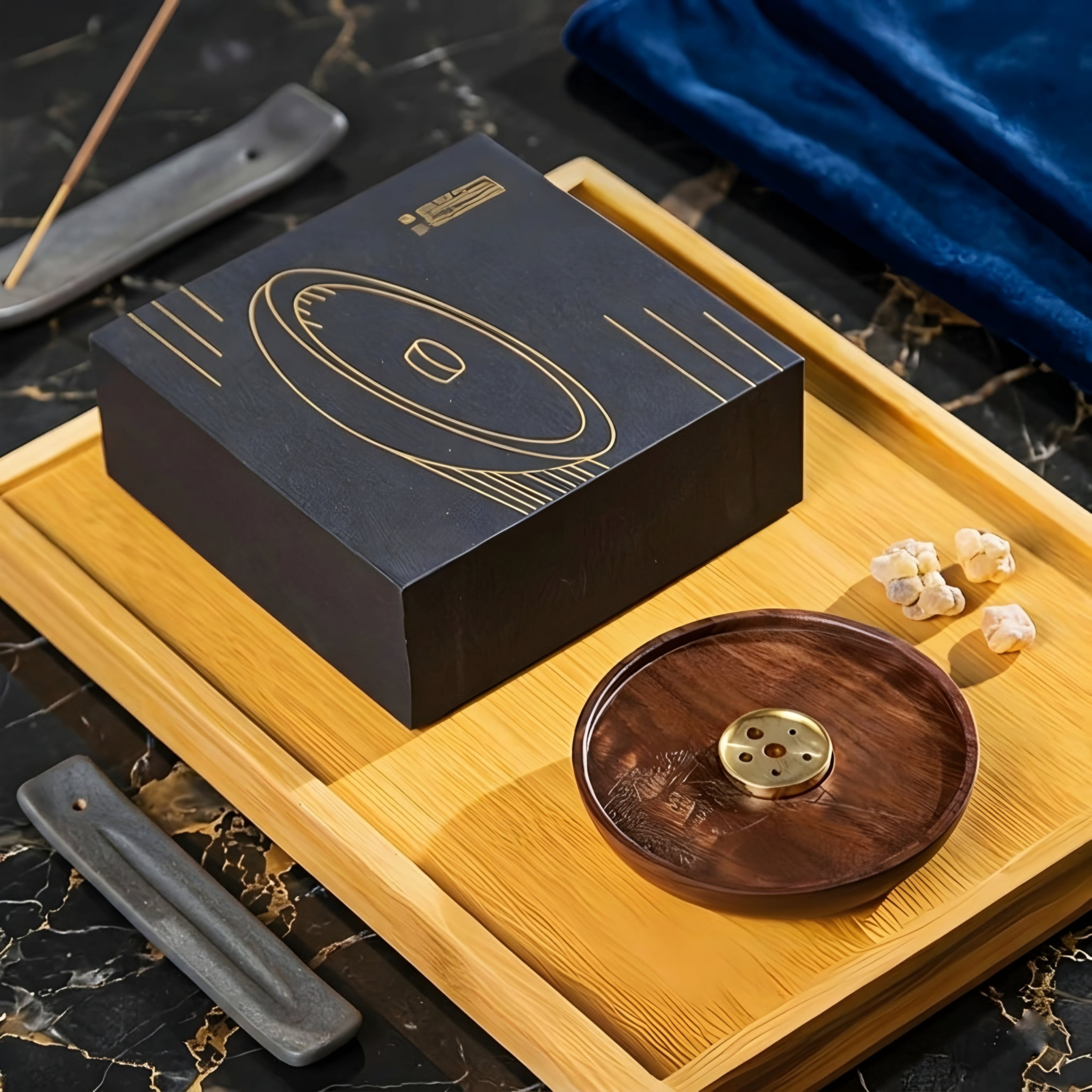Terracen Wood Incense Holder – Handcrafted Wooden Incense Burner Dish Meditation Yoga Aromatherapy Home Decor
