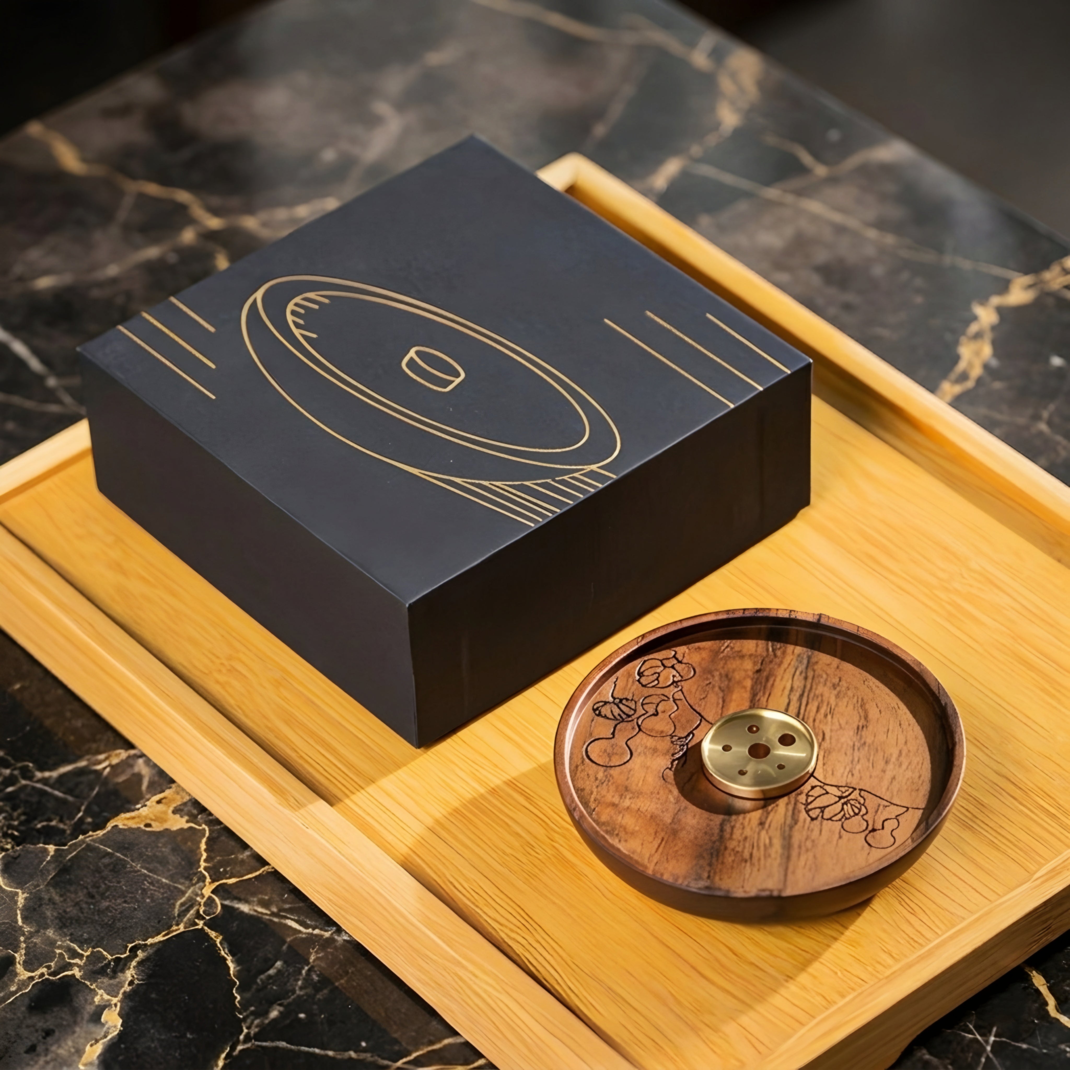 Terracen Wood Incense Holder – Handcrafted Wooden Incense Burner Dish Meditation Yoga Aromatherapy Home Decor