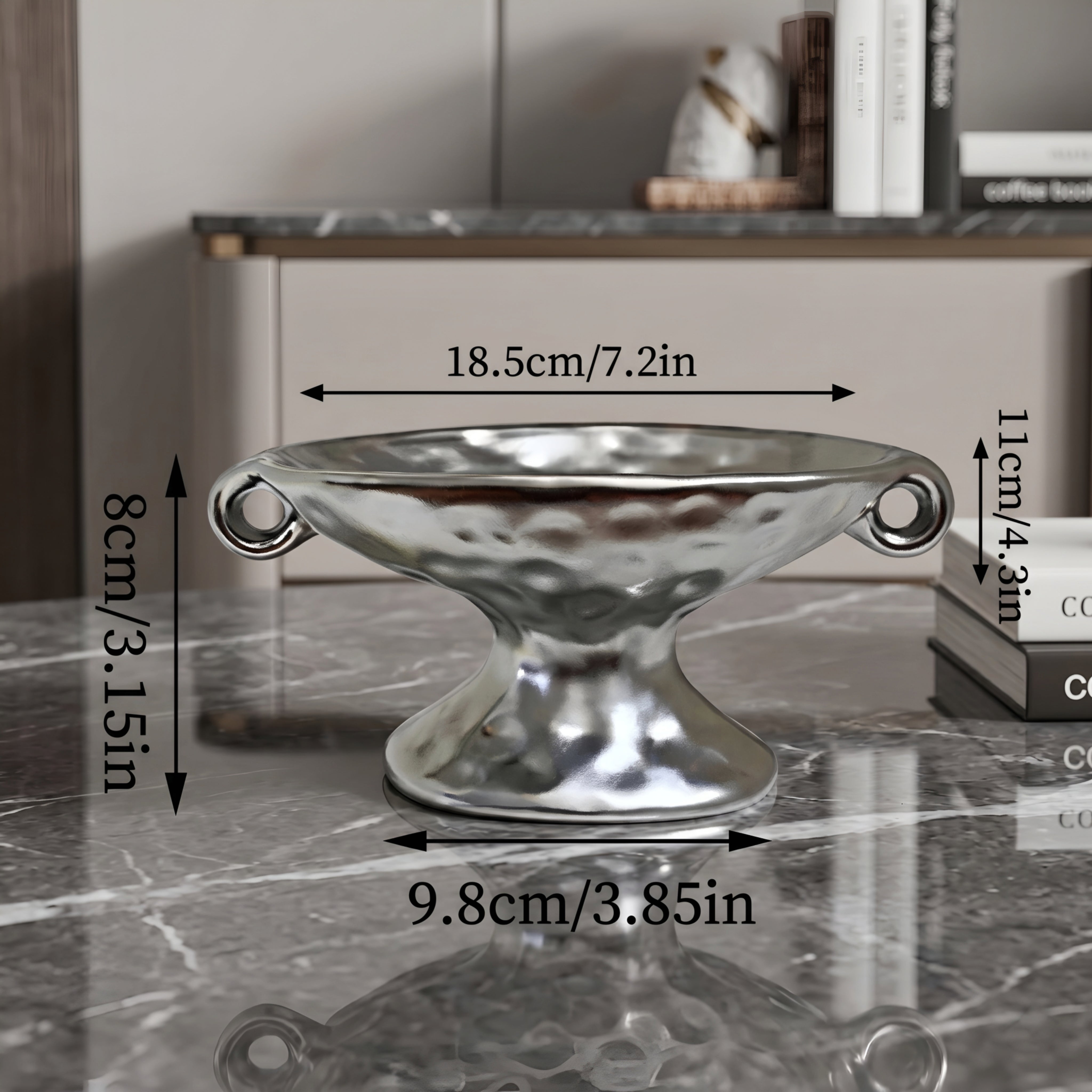 Scrollia Footed Catchall Tray – Black Ceramic Jewelry Organizer Decorative Vanity Dish Bedroom Nightstand