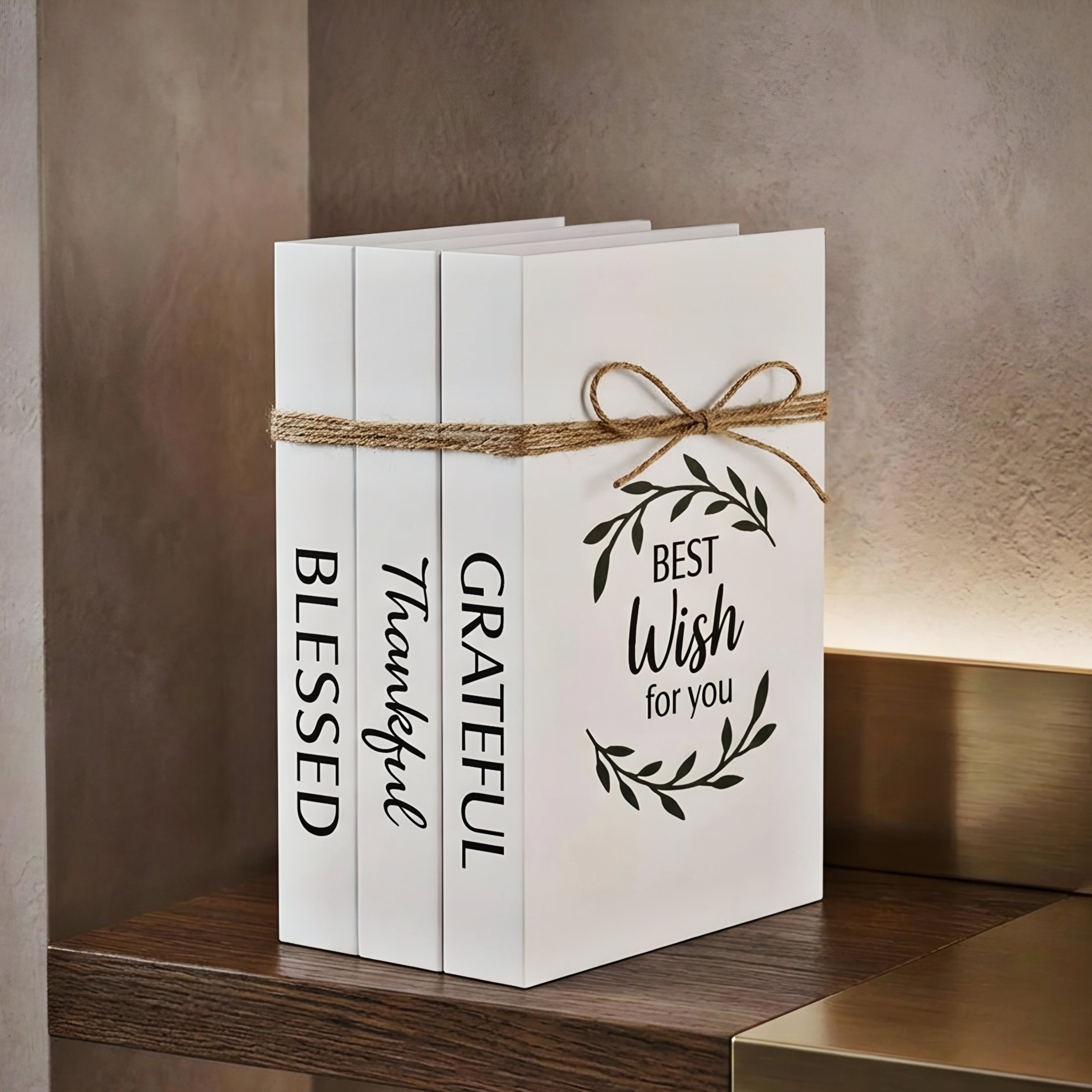 Bellroy Decorative Book Stack – Farmhouse White Coffee Table Decor Living Room Bedroom Shelf Styling