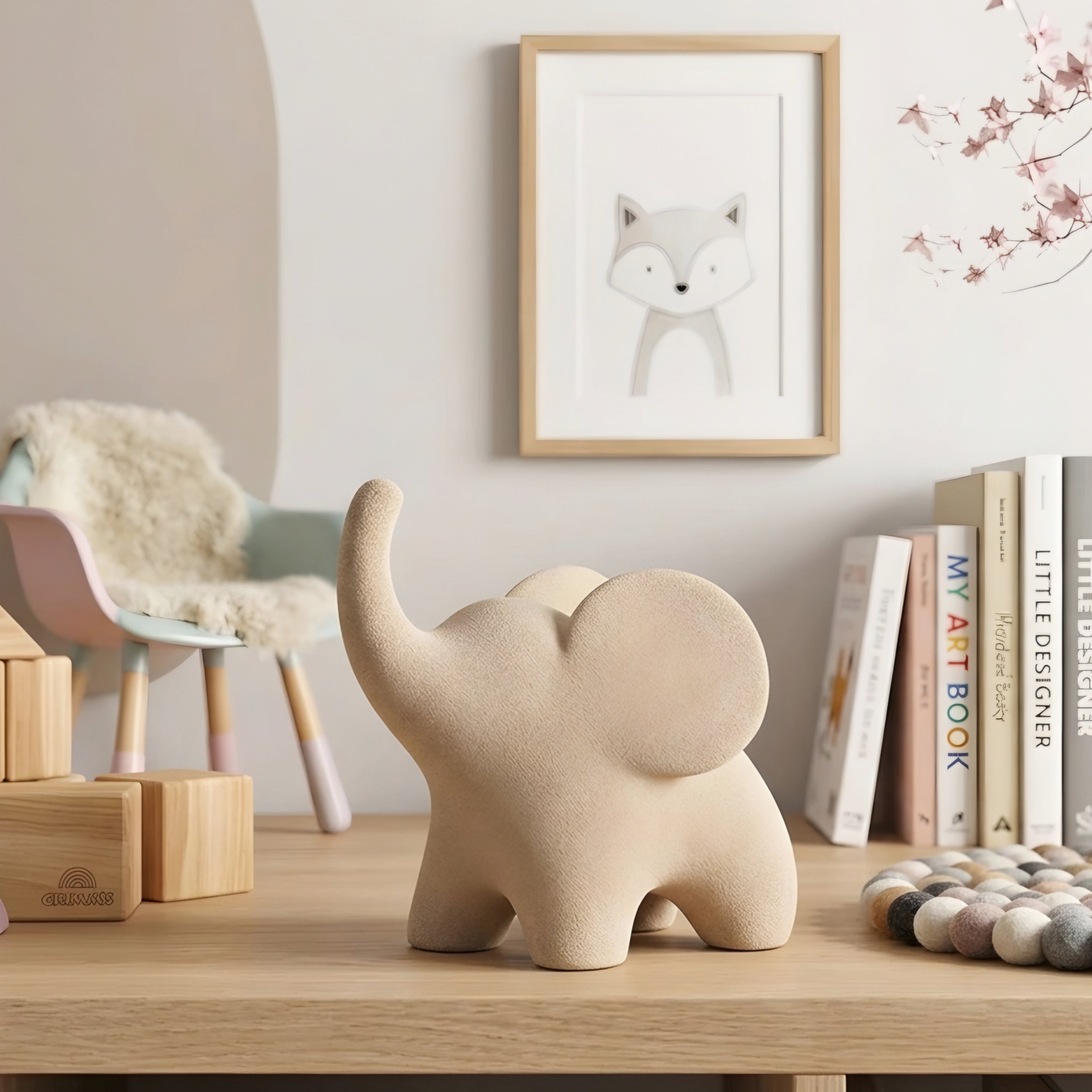 Thumbiko Elephant Figurines – Modern Abstract Sculpture Home Decor Accent Living Room Bedroom Office