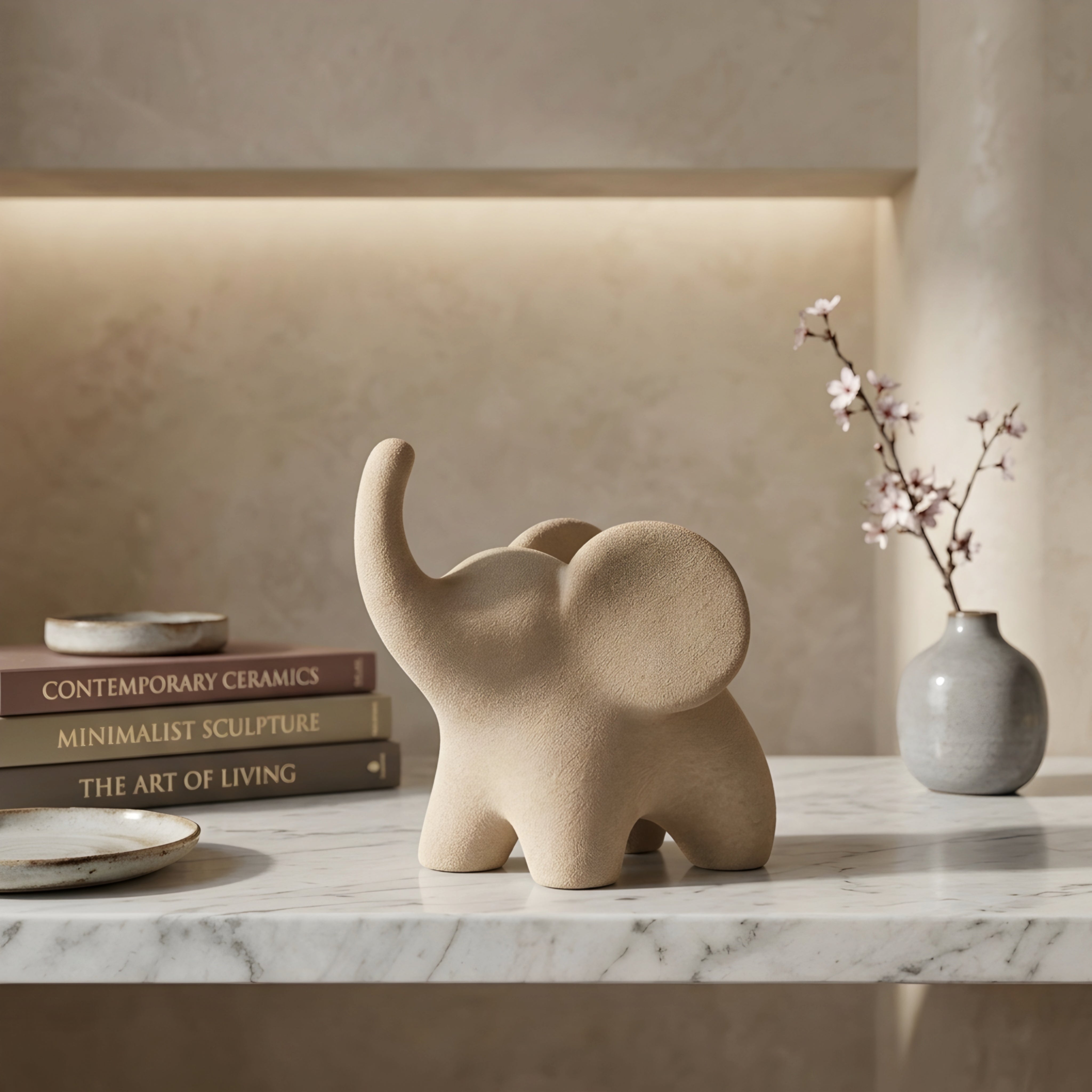 Thumbiko Elephant Figurines – Modern Abstract Sculpture Home Decor Accent Living Room Bedroom Office