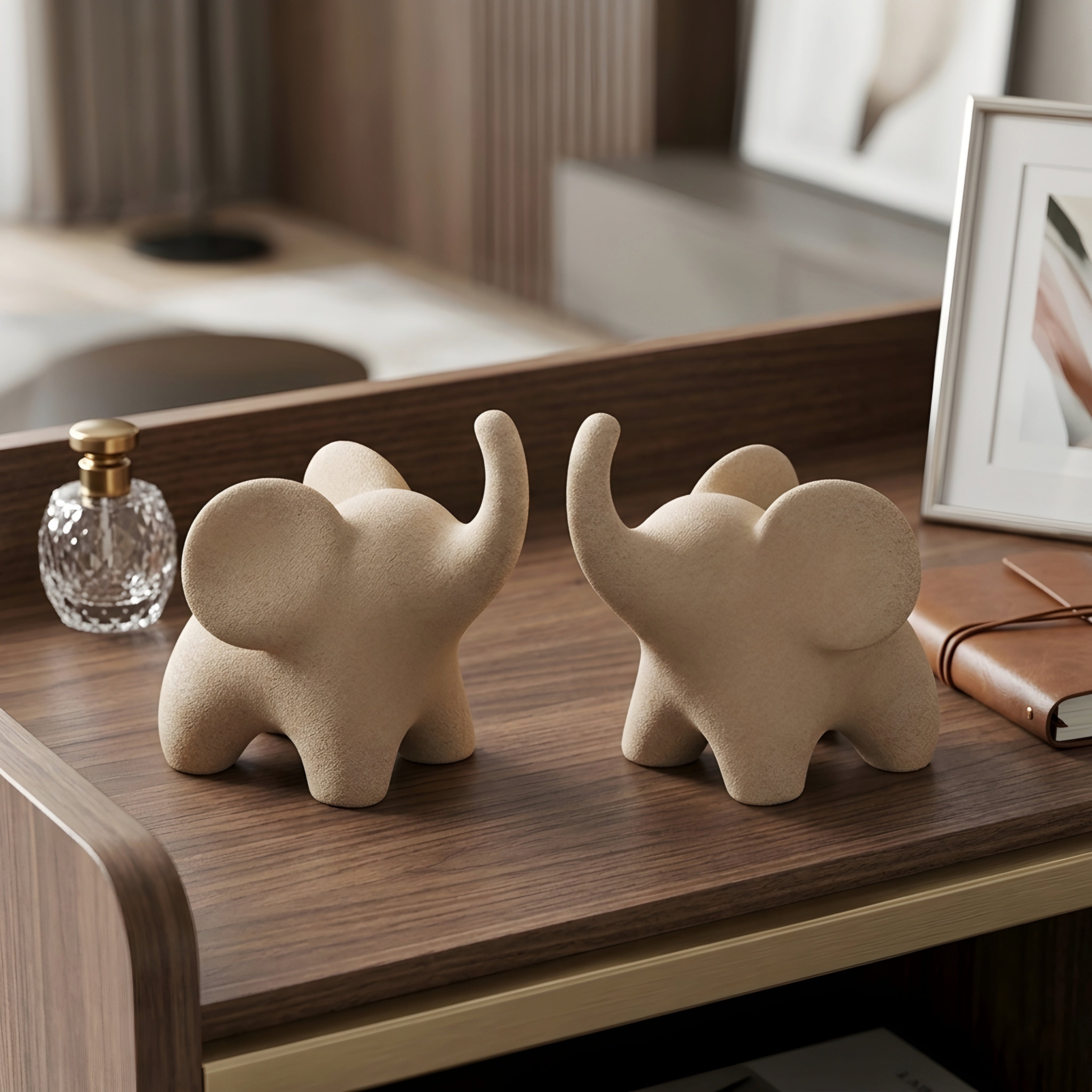 Thumbiko Elephant Figurines – Modern Abstract Sculpture Home Decor Accent Living Room Bedroom Office