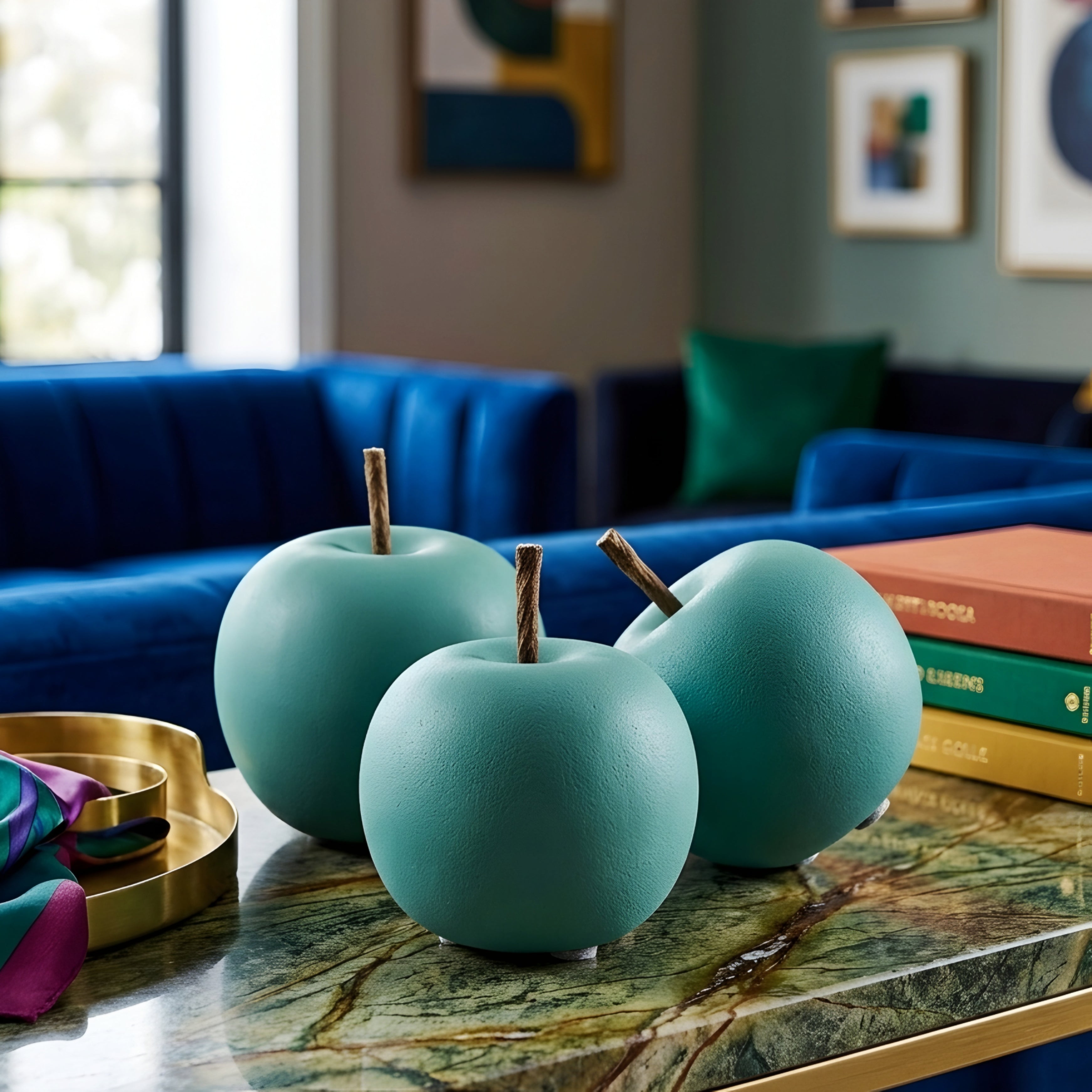 Calvero Apple Sculpture – Ceramic Decorative Home Accent Living Room Bedroom Table Decor