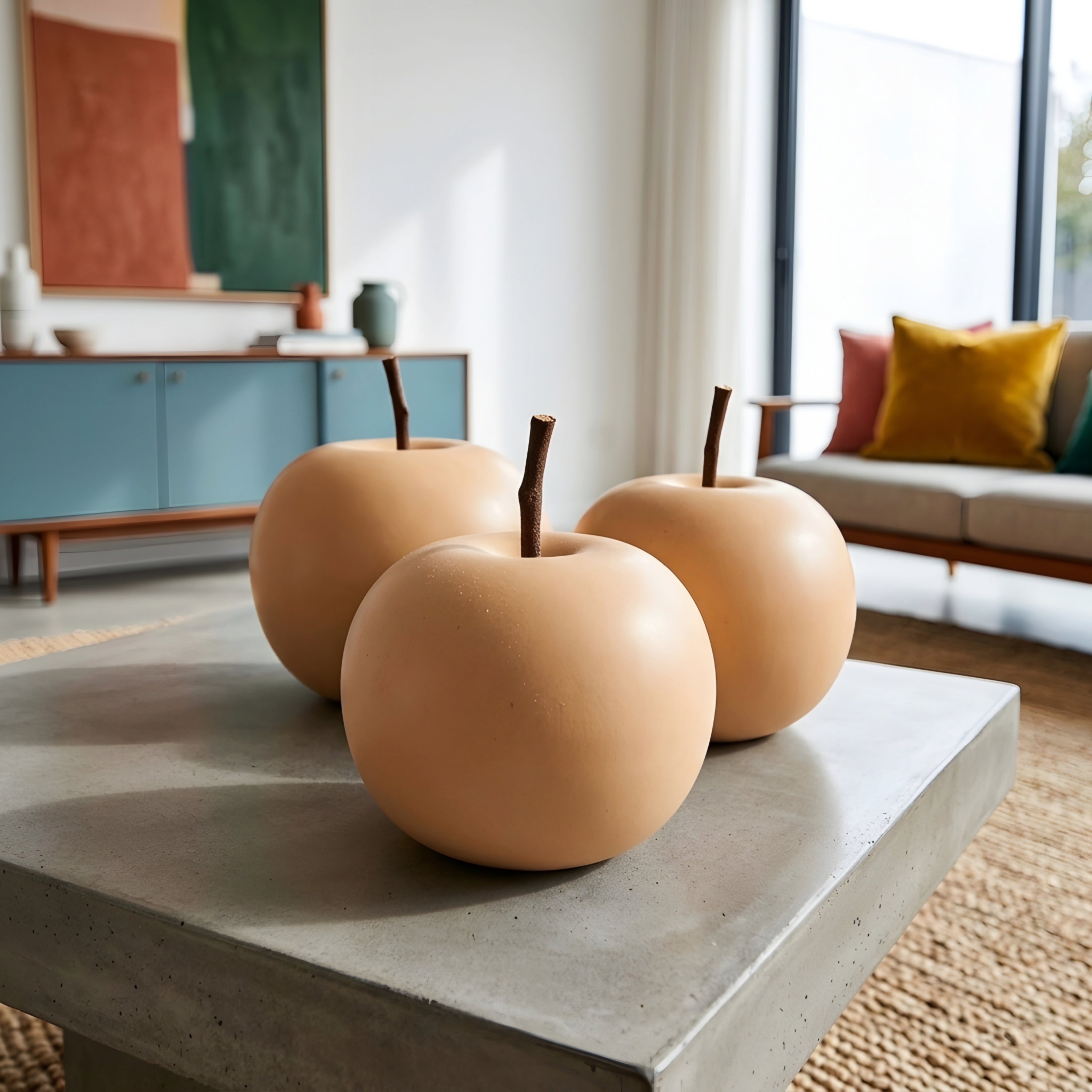 Calvero Apple Sculpture – Ceramic Decorative Home Accent Living Room Bedroom Table Decor