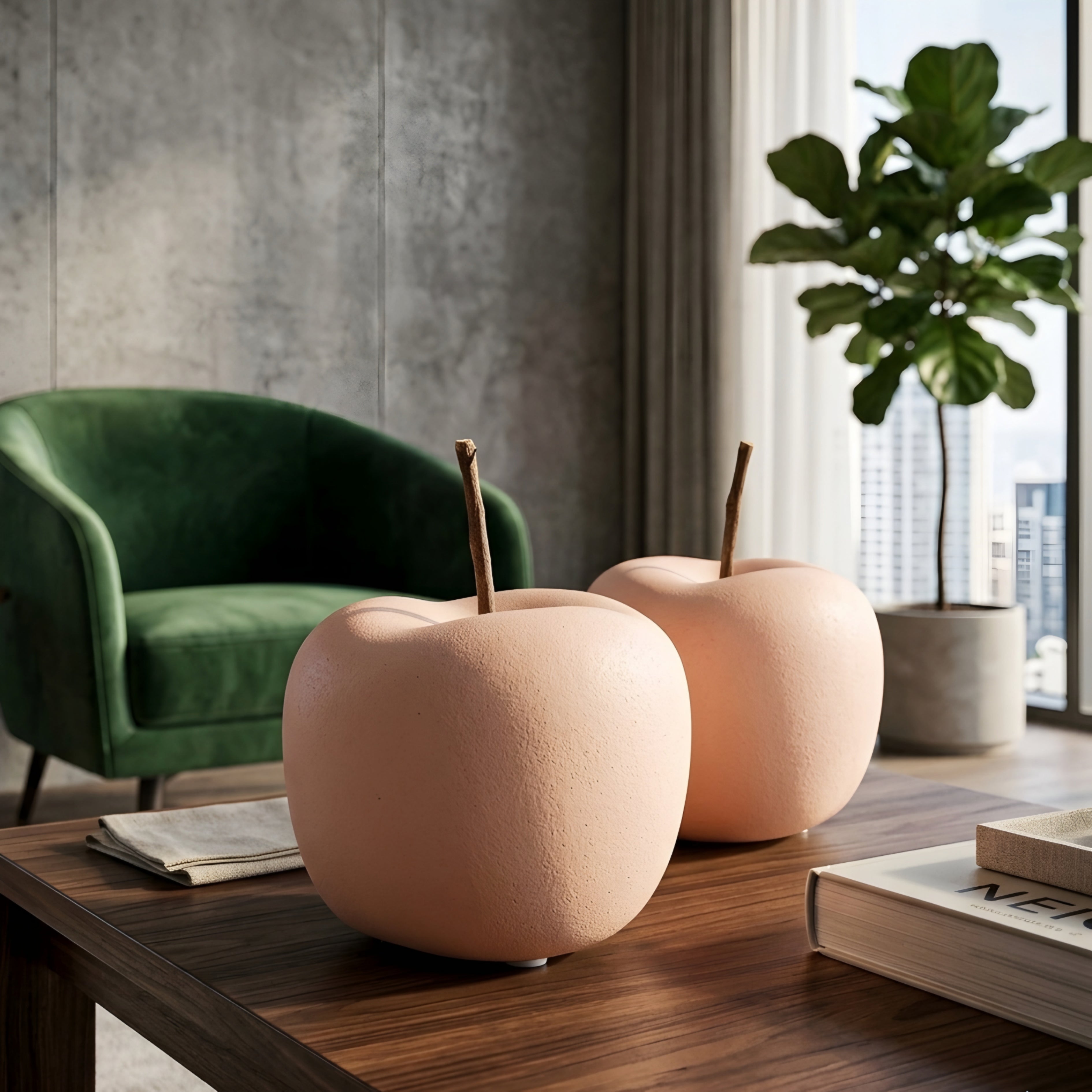 Calvero Apple Sculpture – Ceramic Decorative Home Accent Living Room Bedroom Table Decor