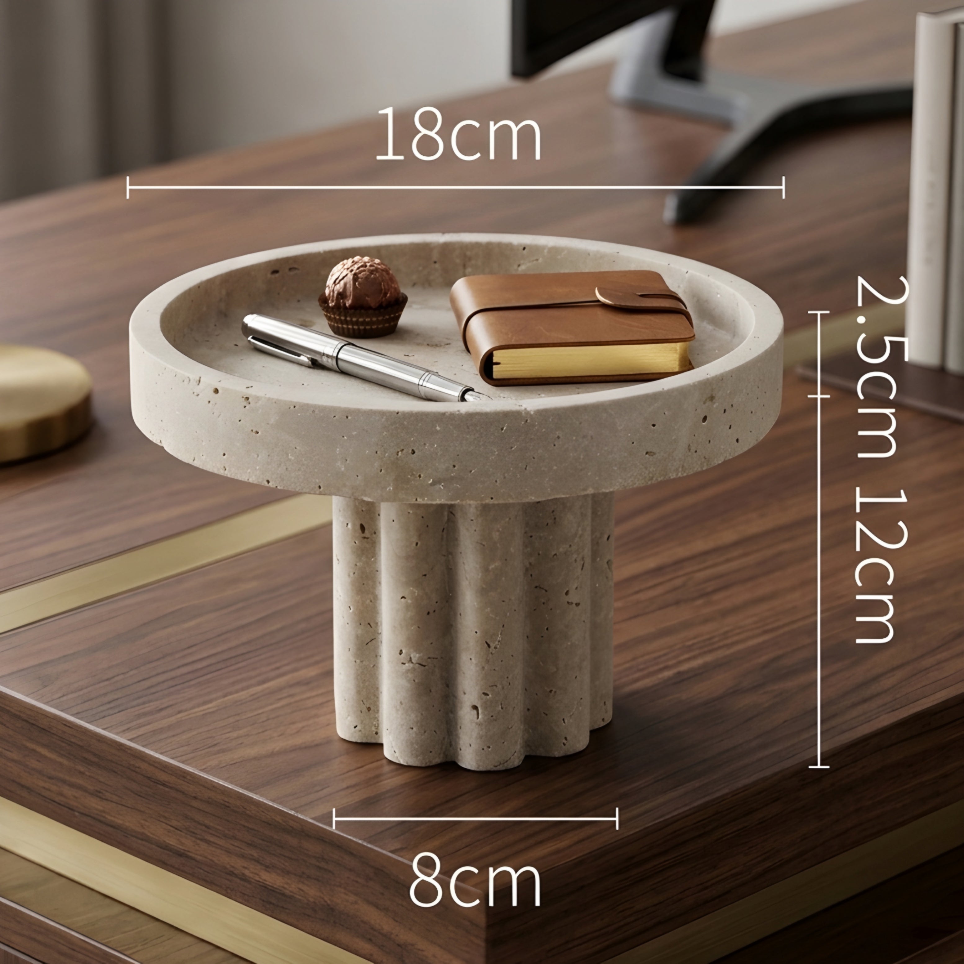 Colvera Concrete Display Tray – Modern Decorative Pedestal Jewelry Organizer Vanity Bathroom Bedroom