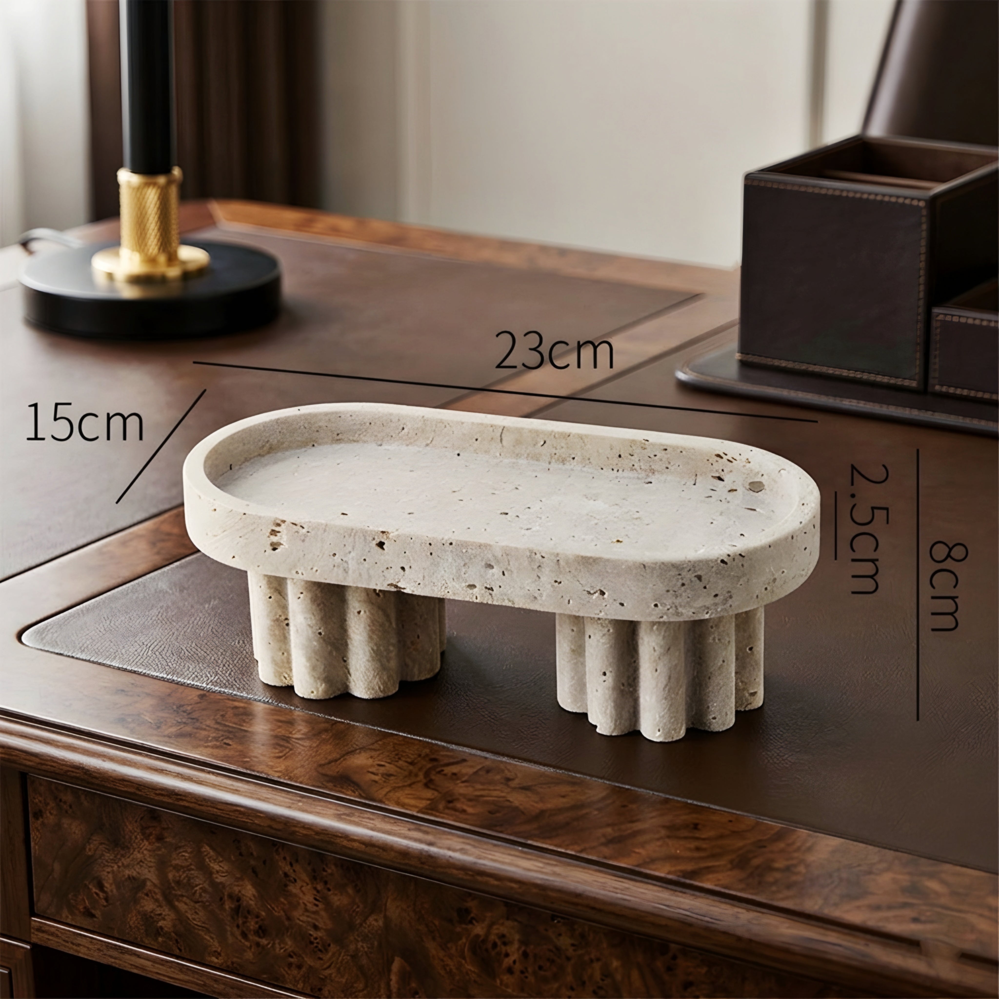 Colvera Concrete Display Tray – Modern Decorative Pedestal Jewelry Organizer Vanity Bathroom Bedroom
