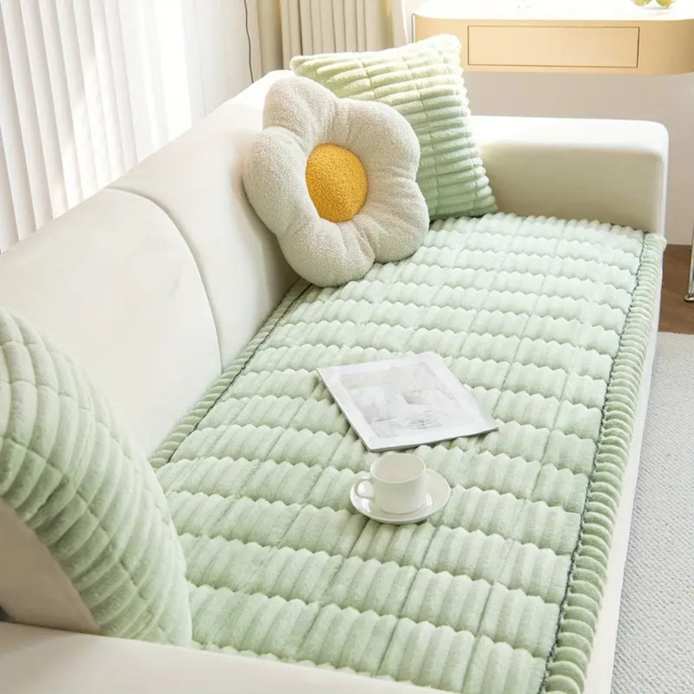 Ridgeway Quilted Sofa Slipcover – Plush Corduroy Couch Protector Machine Washable Living Room Furniture Cover
