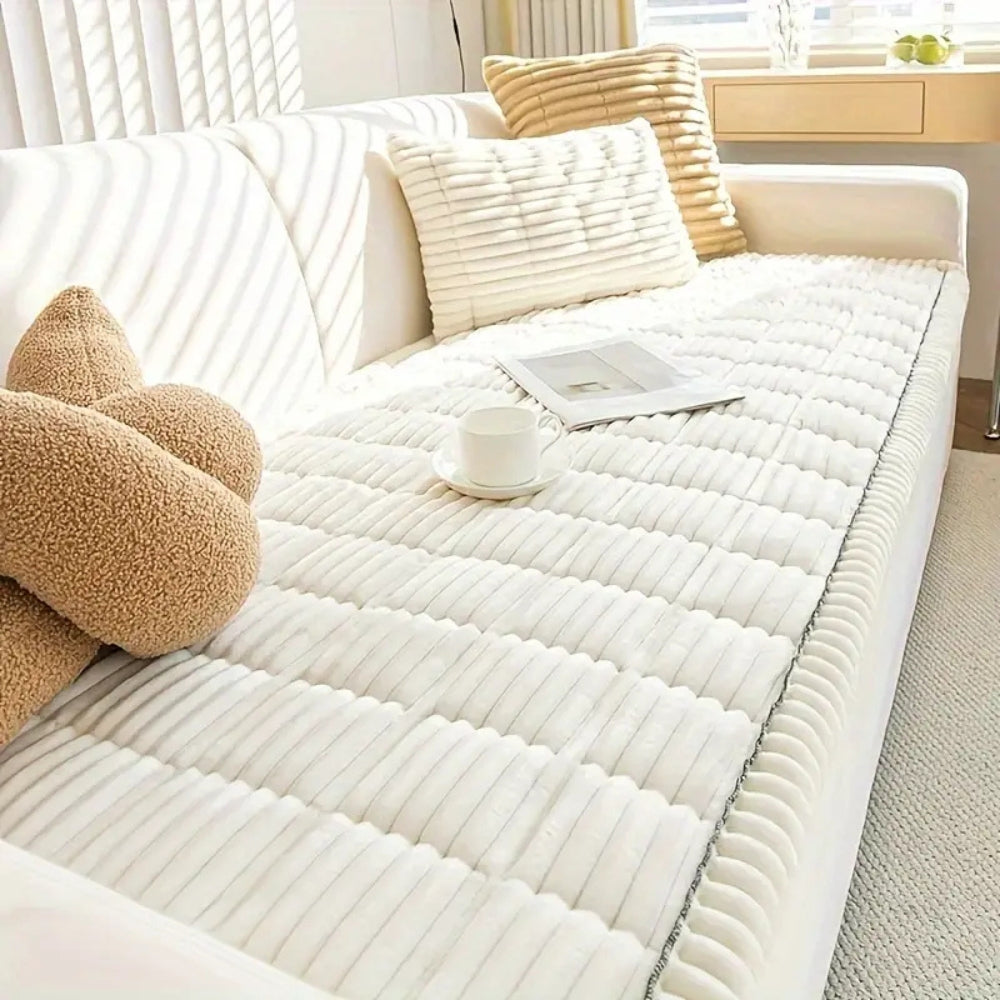 Ridgeway Quilted Sofa Slipcover – Plush Corduroy Couch Protector Machine Washable Living Room Furniture Cover