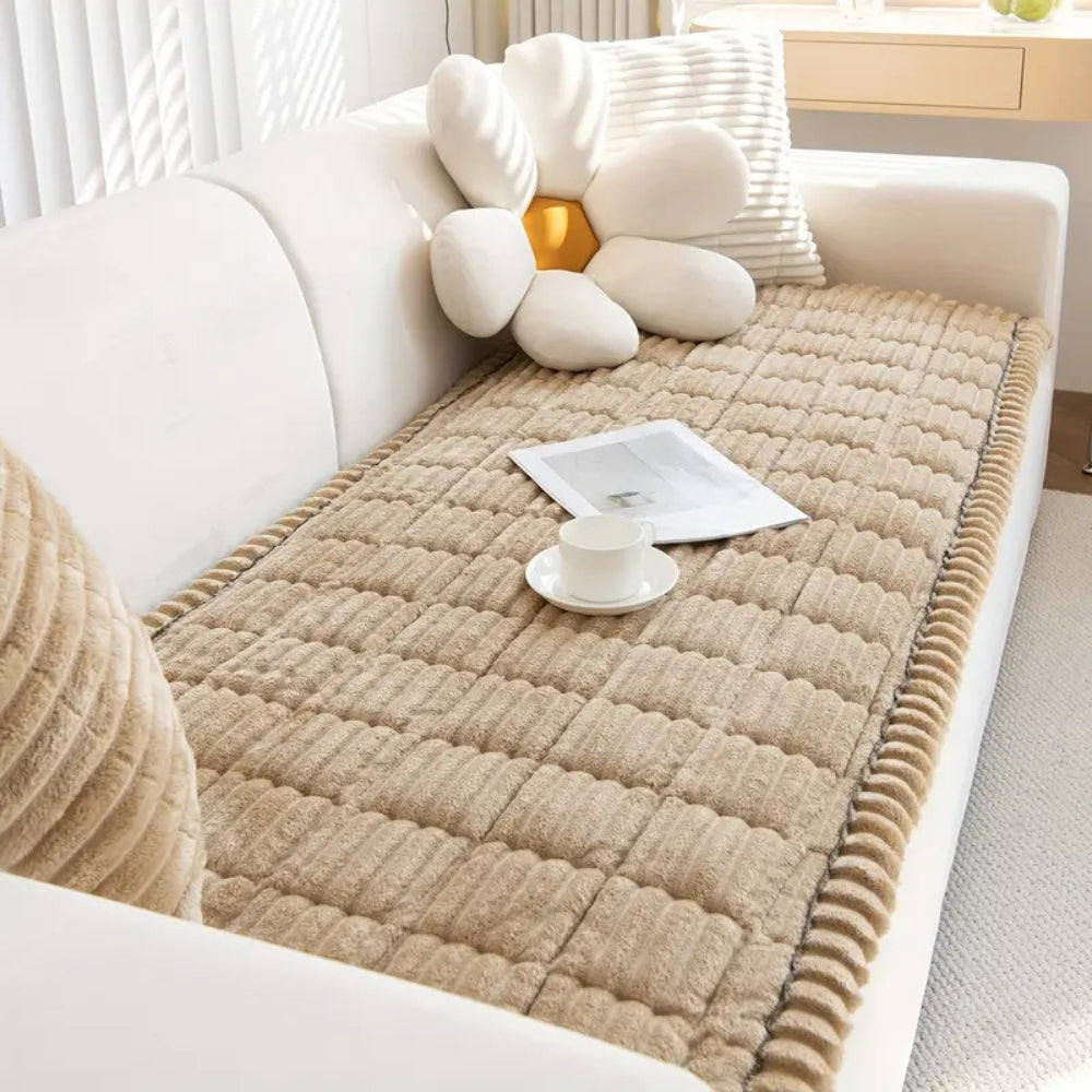 Ridgeway Quilted Sofa Slipcover – Plush Corduroy Couch Protector Machine Washable Living Room Furniture Cover