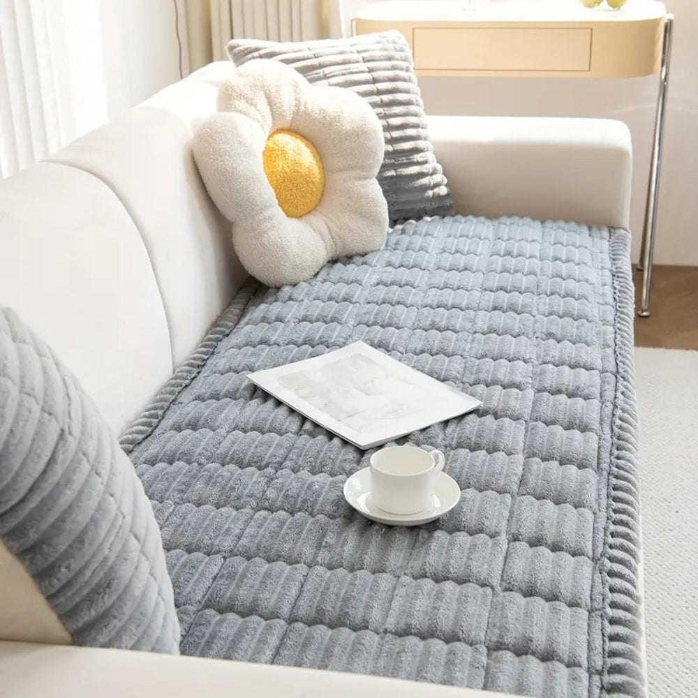 Ridgeway Quilted Sofa Slipcover – Plush Corduroy Couch Protector Machine Washable Living Room Furniture Cover