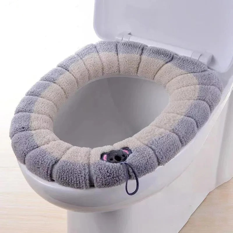 Quillow Plush Toilet Seat Cover – Soft Washable Padded Winter Bathroom Comfort Mat Universal Fit