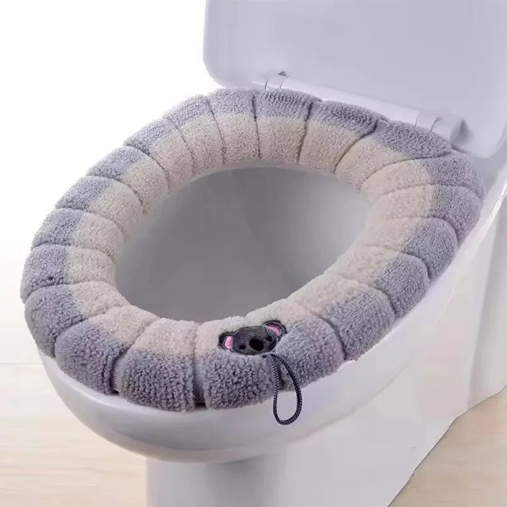 Quillow Plush Toilet Seat Cover – Soft Washable Padded Winter Bathroom Comfort Mat Universal Fit