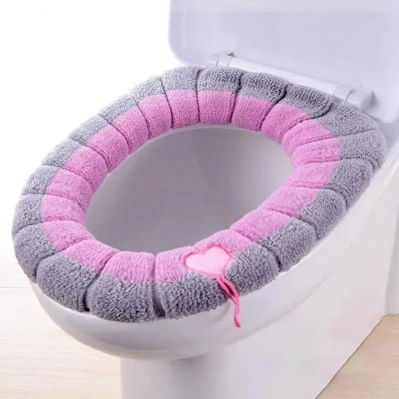 Quillow Plush Toilet Seat Cover – Soft Washable Padded Winter Bathroom Comfort Mat Universal Fit