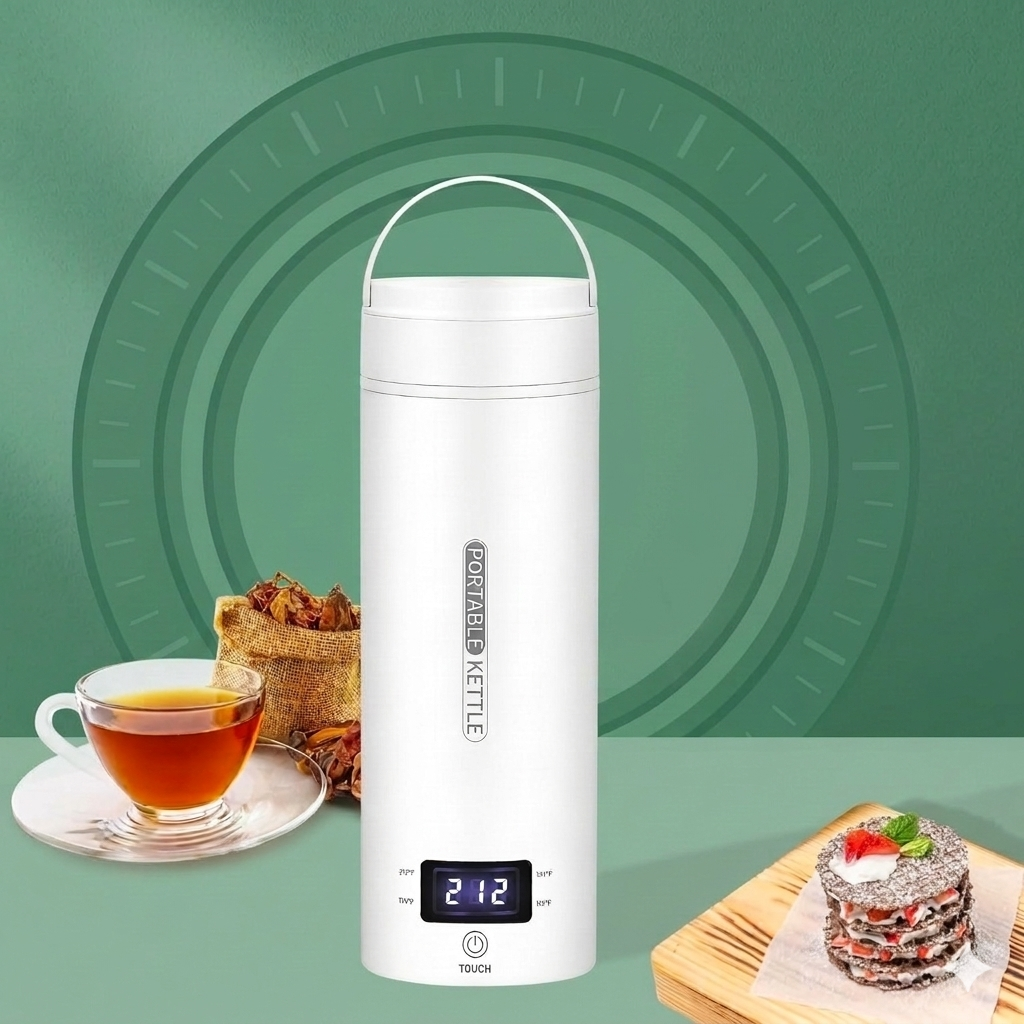Heatwell Portable Electric Kettle – Mini Travel Water Boiler Stainless Steel 450ml Coffee Tea