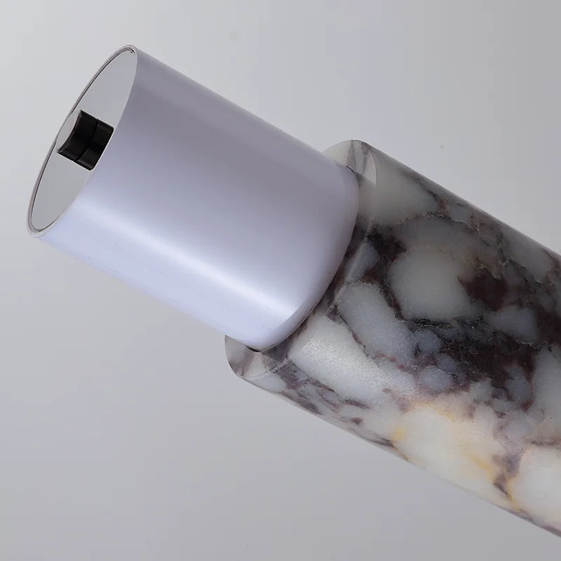 Veinaro Marble Pendant Light – Modern Cylindrical Hanging Lighting Fixture Dining Room Kitchen Island