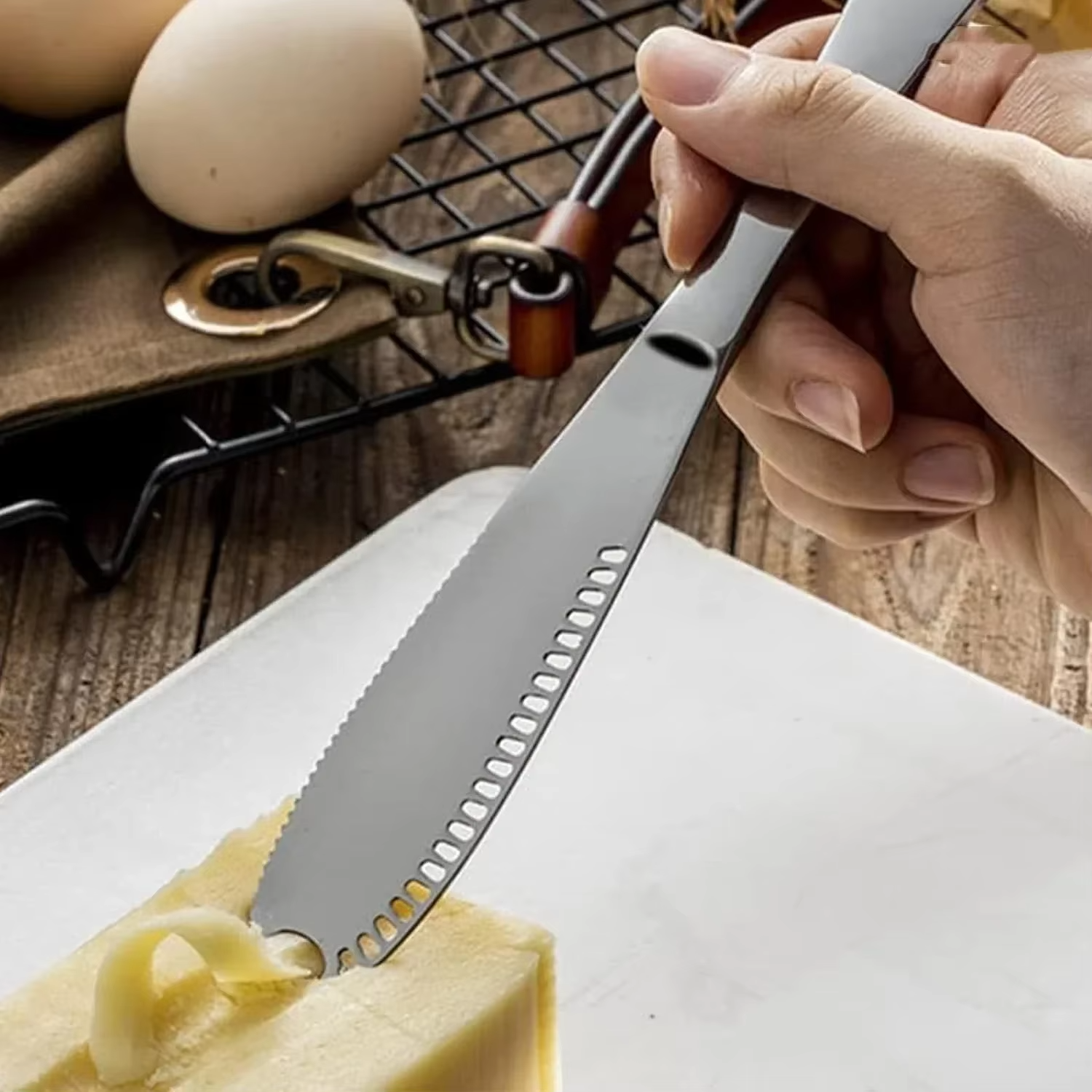 Slicemaster Pro Cheese Slicer – Adjustable Stainless Steel Wire Cutter Kitchen Tool Black Handle