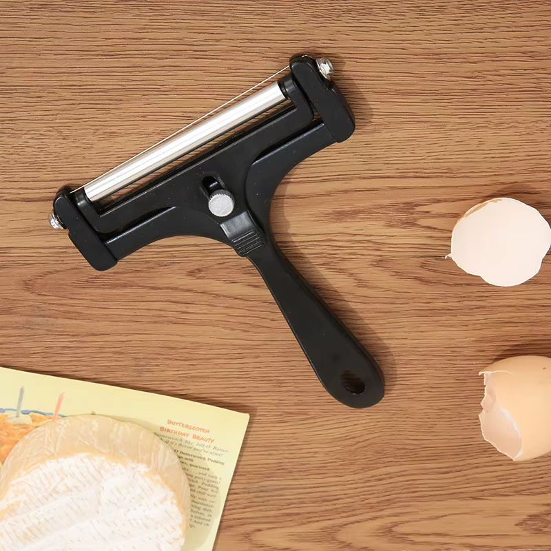 Slicemaster Pro Cheese Slicer – Adjustable Stainless Steel Wire Cutter Kitchen Tool Black Handle