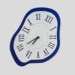 Meltor Wave Wall Clock – Modern Decorative Blue White Roman Numeral Silent Bedroom Living Room