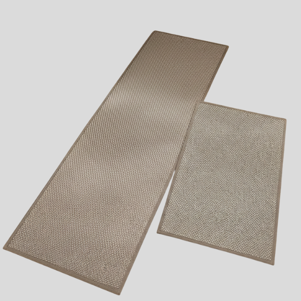 Textura Weave Kitchen Mat Set – Non-Slip Cushioned Anti-Fatigue Floor Runner Beige Textured