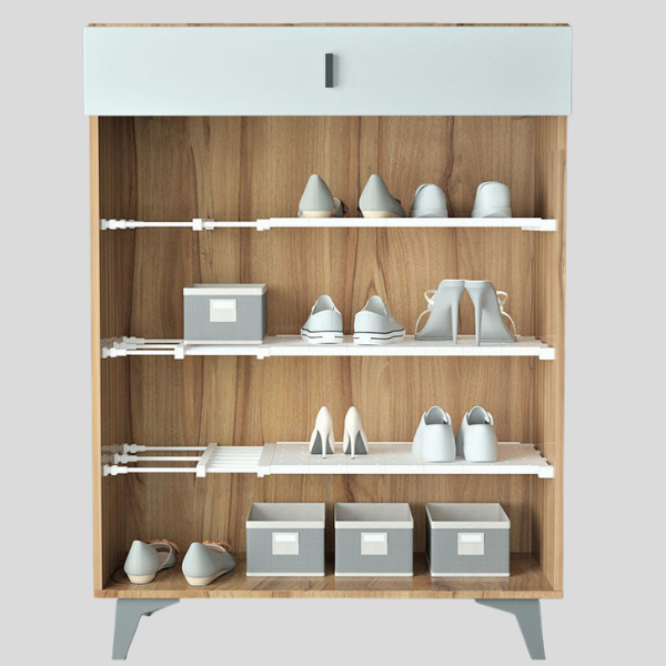 Stratum Shoe Storage Cabinet – Modern Wood Organizer Shelf Adjustable Expandable Rack Entryway Bedroom
