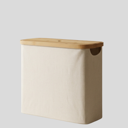 Norvik Bamboo Storage Basket – Lidded Fabric Organizer Bathroom Laundry Bin Slim Space Saving Design