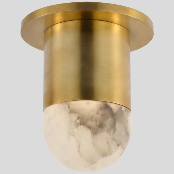 Calisto Flush Mount Ceiling Light – Alabaster Brass Decorative Lighting Fixture Living Room Bedroom Hallway