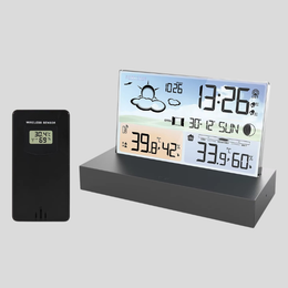Skycast Weather Station Clock – Digital Temperature Humidity Display Wireless Outdoor Sensor Desktop
