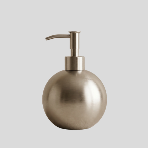 Orbis Sphere Soap Dispenser – Brushed Stainless Steel Countertop Pump Bathroom Kitchen Lotion Shampoo