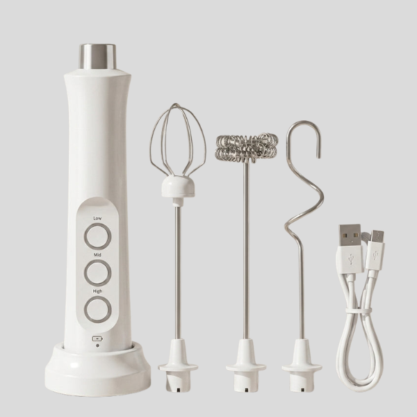Whisken Rechargeable Milk Frother – Handheld Electric Kitchen Mixer 3 Speed Stainless Steel
