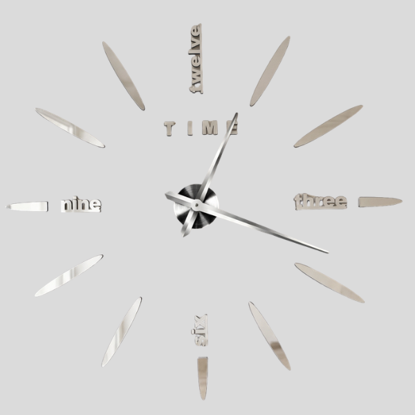 Chronex DIY Wall Clock – Large 3D Modern Decorative Living Room Bedroom Silent Frameless Acrylic Metal