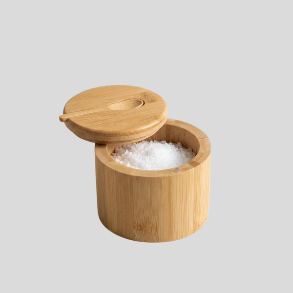 Ridlen Bamboo Storage Jar – Natural Bamboo Spice Container Magnetic Swivel Lid Kitchen Organizer