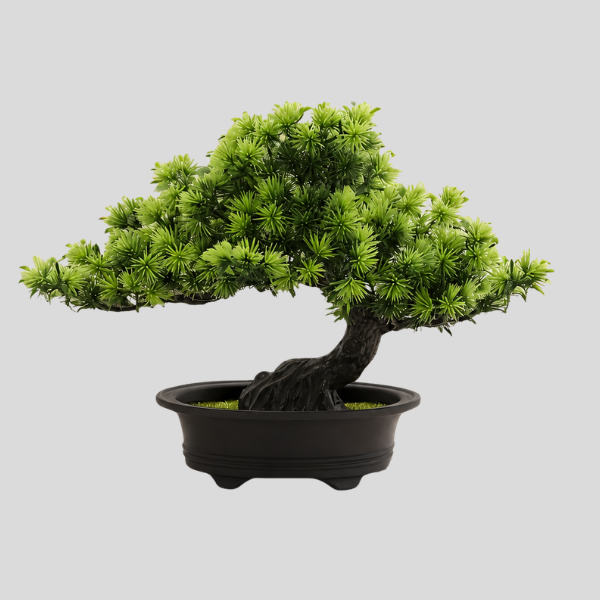 Zenari Bonsai Tree Decor – Artificial Pine Bonsai Tree Black Pot Japanese Zen Style Home Office