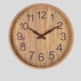 Grainley Round Wall Clock – Wood Analog Silent Living Room Bedroom Kitchen Farmhouse Decorative