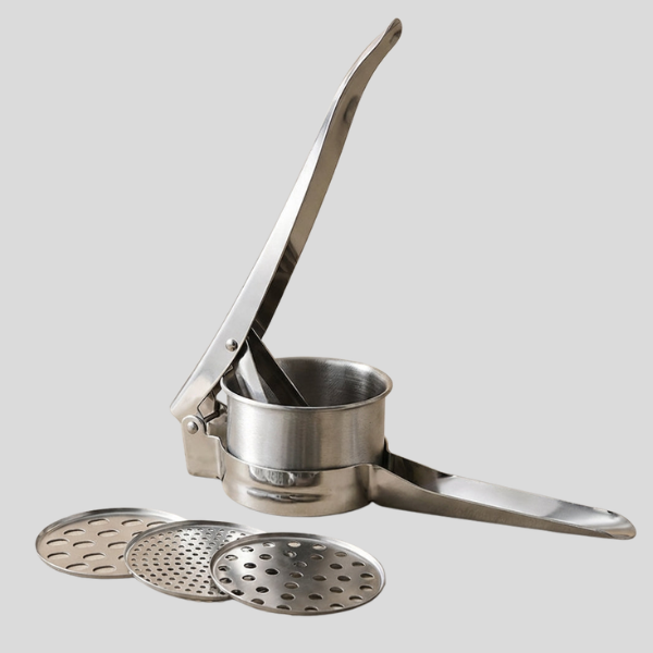 Pressaro Manual Potato Ricer – Stainless Steel Kitchen Masher 3 Interchangeable Discs Food Press
