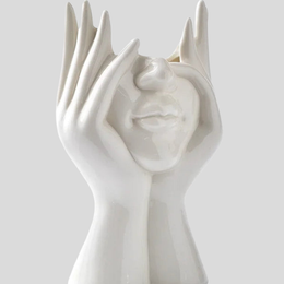 Estelle Hand Vase – White Ceramic Decorative Face Planter Modern Home Decor Living Room Bedroom