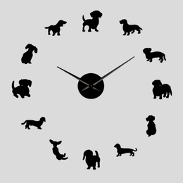Daxley Dachshund Wall Clock – Large DIY Wall Clock Dog Silhouette Decorative Living Room Bedroom