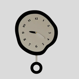 Dralen Pendulum Wall Clock – Modern Silent Quartz Black White Abstract Round Decorative Living Room