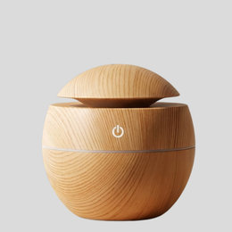 Spheris Globe Aromatherapy Diffuser – Wood Grain Ultrasonic Cool Mist Humidifier USB LED Light Bedroom Living Room
