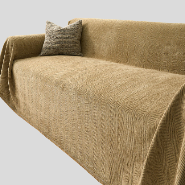 Herringbone Sofa Throw – Textured Cotton Couch Cover Slipcover Living Room Bedroom Furniture Protector