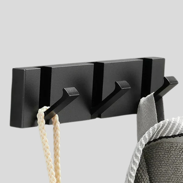 Kolvex Wall Mounted Coat Rack – Black Aluminum Bathroom Towel Hook Entryway Bedroom Organizer