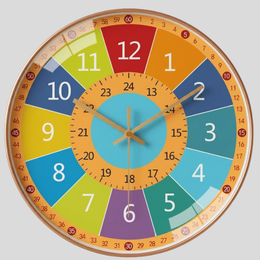 Tempora Learning Wall Clock – Educational Kids Room Colorful Time Teaching Clock Wooden Frame