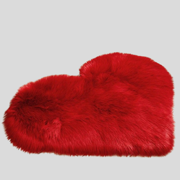 Carmina Heart Shaped Rug – Soft Plush Faux Fur Area Floor Mat Bedroom Living Room Red Non-Slip Decor